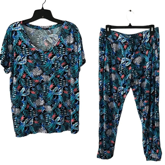 Koolaburra by Ugg Women’s Pajama Set. Tropical Print. Super Soft. Loungewear PL - Picture 1 of 11